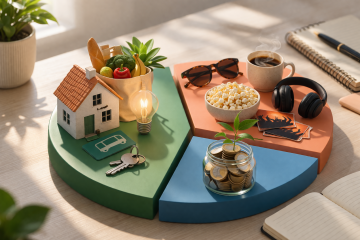 banniere conceptuel methode 50 30 20 avec diagramme camembert