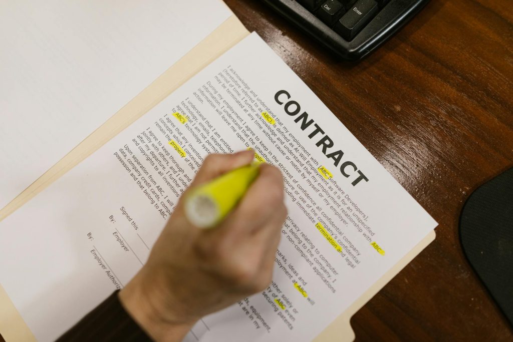 surligner en jaune contrat